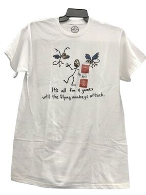 Ⓜ️$8Ⓜ️ NEW Flying Monkeys Attack Graphic Tee Shirt White Medium Men's UNISEX